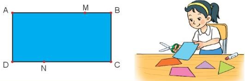 Mai đánh dấu một số điểm trên tờ giấy màu (như hình vẽ). Qua hai điểm  (ảnh 1)