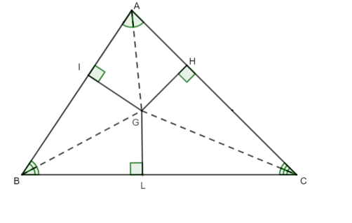 Cho hình vẽ như bên dưới. Biết GI = 8 cm. Độ dài đoạn thẳng GH bằng: (ảnh 1)