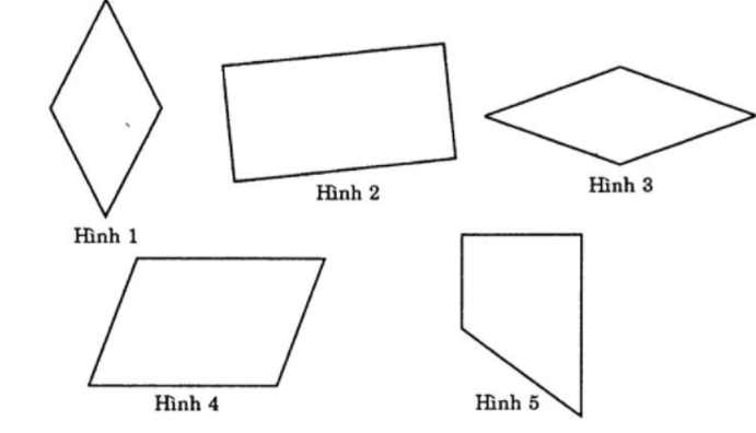 rong các hình sau, các hình là hình thoi là:  A. Hình 1, Hình 2  B. Hình 3, Hình 4  (ảnh 1)