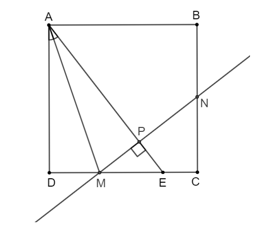 Cho hình vuông ABCD. Lấy một điểm E trên cạnh CD. Tia phân giác của góc DAE cắt cạnh (ảnh 1)