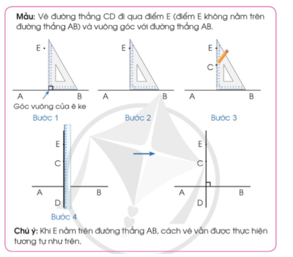 Thực hành vẽ đường thẳng vuông góc (theo mẫu):   Vẽ đường thẳng PQ đi qua điểm X  (ảnh 1)