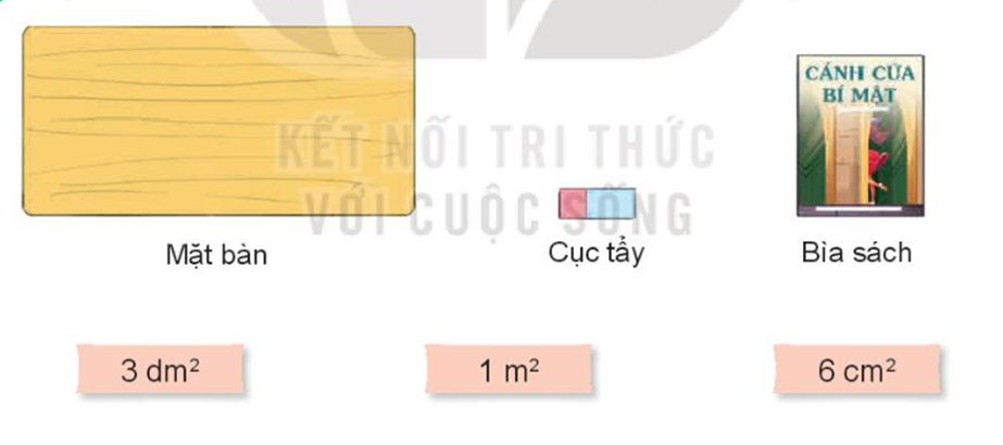 Chọn số đo phù hợp với diện tích mỗi đồ vật dưới đây. (ảnh 1)