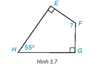 Cho tứ giác EFGH như Hình 3.7. Hãy tính góc F (ảnh 1)