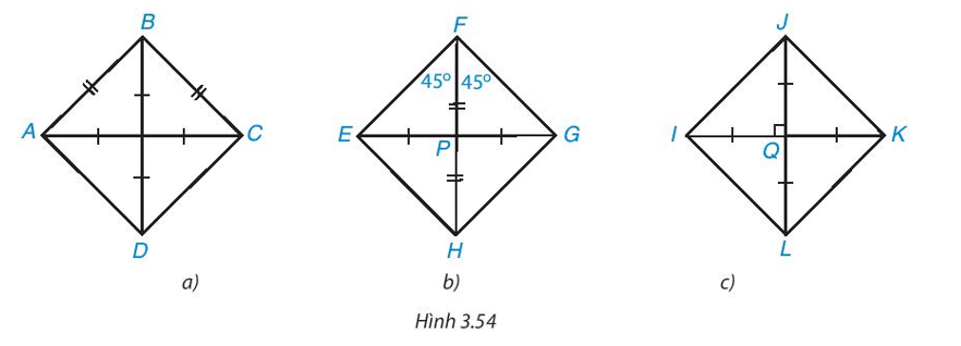 Với mỗi hình dưới đây, ta dùng dấu hiệu nhận biết nào để khẳng định đó là hình vuông? (ảnh 1)