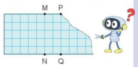 Chọn câu trả lời đúng: Để cắt tờ giấy như hình bên thành một hình vuông (ảnh 1)