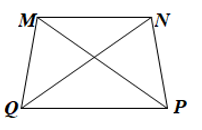 Tìm các đoạn thẳng bằng nhau trong hình thang cân MNPQ có hai đáy là MN và PQ. (ảnh 1)