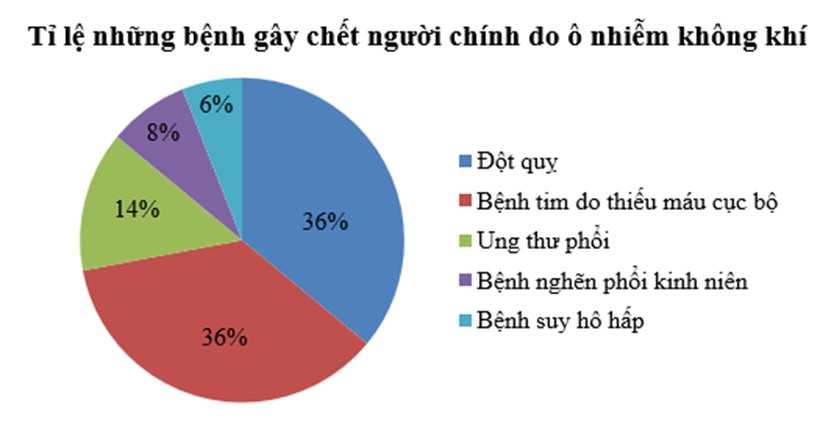 Cho biểu đồ sau thể hiện tỉ lệ những bệnh gây chết người chính do (ảnh 1)