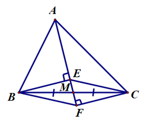Cho tam giác ABC có M là trung điểm BC. Kẻ BE và CF lần lượt cùng (ảnh 1)