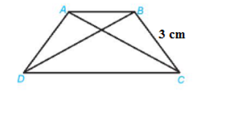 Cho hình thang cân ABCD, có BC = 3 cm. Chọn khẳng định đúng (ảnh 1)