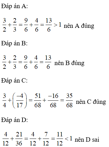 Trắc nghiệm: Phép cộng phân số - Bài tập Toán lớp 6 chọn lọc có đáp án, lời giải chi tiết