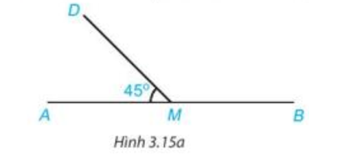 Cho Hình 3.15a, biết góc DƯA = 45 độ.  Tính số đo góc DMB (ảnh 1)