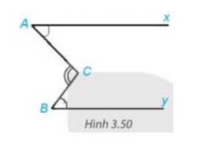 Cho Hình 3.50, trong đó hai tia Ax, By nằm trên hai đường thẳng song song. Chứng minh rằng (ảnh 1)