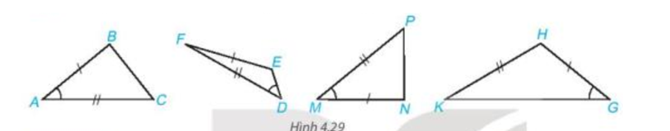 Trong Hình 4.29, hai tam giác nào bằng nhau (ảnh 1)