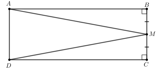 Cho hình chữ nhật ABCD, M là trung điểm của cạnh BC. Chứng minh rằng (ảnh 1)