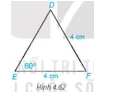 Tính số đo các góc và các cạnh chưa biết của tam giác DEF trong Hình 4.62. (ảnh 1)