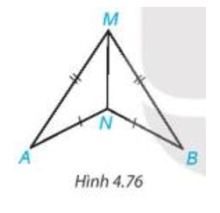 Trong Hình 4.76, có AM = BM, AN = BN. Chứng minh rằng (ảnh 1)