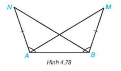 Trong Hình 4.78, ta có AN = BM, góc BAN = góc ABM. Chứng minh rằng (ảnh 1)