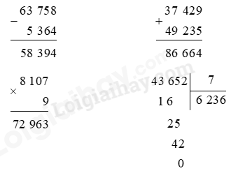 Giải SGK Toán lớp 4 trang 21, 22 Bài 6: Luyện tập chung | Kết nối tri thức (ảnh 3)