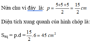 Bài tập: Các công thức về hình chóp đều | Lý thuyết và Bài tập Toán 8 có đáp án