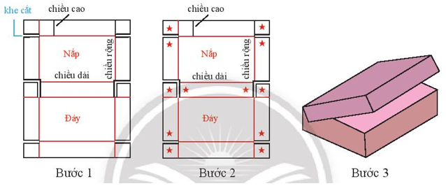 Gấp hộp quà hình hộp chữ nhật. Bước 1: Ước lượng chiều dài, chiều rộng và (ảnh 1)