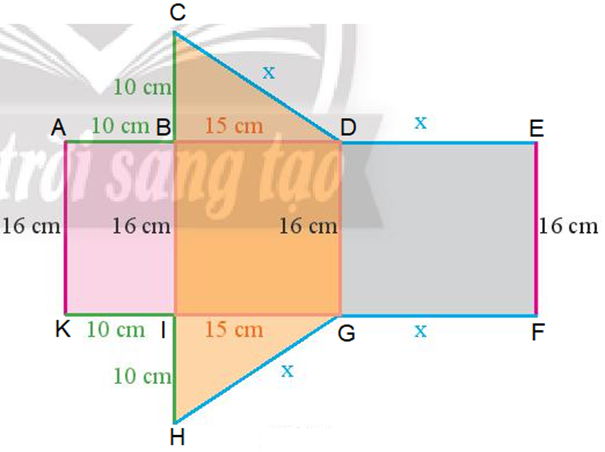 Tấm bìa ở Hình 8 có thể tạo lập thành một hình lăng trụ đứng có đáy là tam giác (ảnh 2)