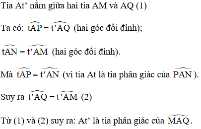 Cho hai đường thẳng MN, PQ cắt nhau tại A và tạo thành góc PAM (ảnh 5)