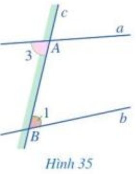 Đọc kĩ các nội dung sau: Ở Hình 34, đường thẳng c cắt hai đường thẳng a (ảnh 2)