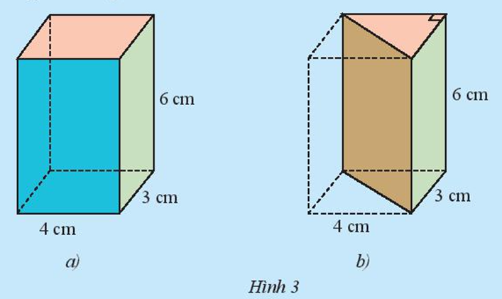 Cho hình hộp chữ nhật với kích thước như Hình 3a. Hình hộp này  (ảnh 1)