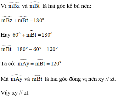 Quan sát Hình 2. Chứng minh rằng xy // zt.  (ảnh 2)