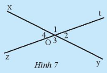 Cho hai đường thẳng xy và zt cắt nhau tại O (Hình 7). Ta gọi Oy  (ảnh 1)