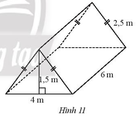 Một chiếc lều trại có hình dạng và kích thước như Hình 11. Tính tổng diện tích (ảnh 1)