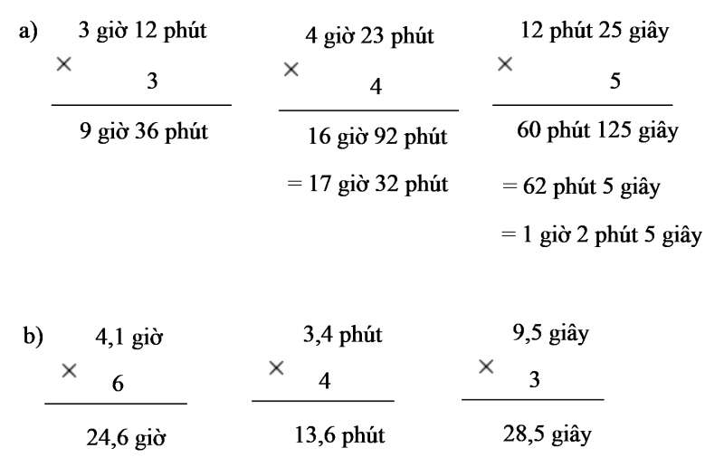 Tính: 3 giờ 12 phút × 3  (ảnh 1)