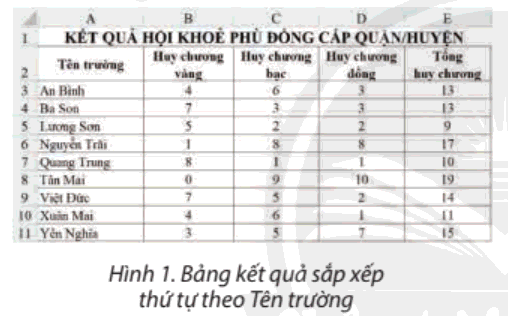 Lý thuyết Tin học 8 Bài 6 (Chân trời sáng tạo): Sắp xếp, lọc dữ liệu (ảnh 1)