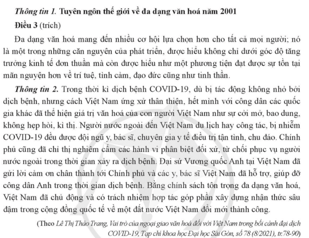 Từ thông tin 1 em hãy phân tích ý nghĩa của việc tôn trọng sự đa dạng của các dân tộc