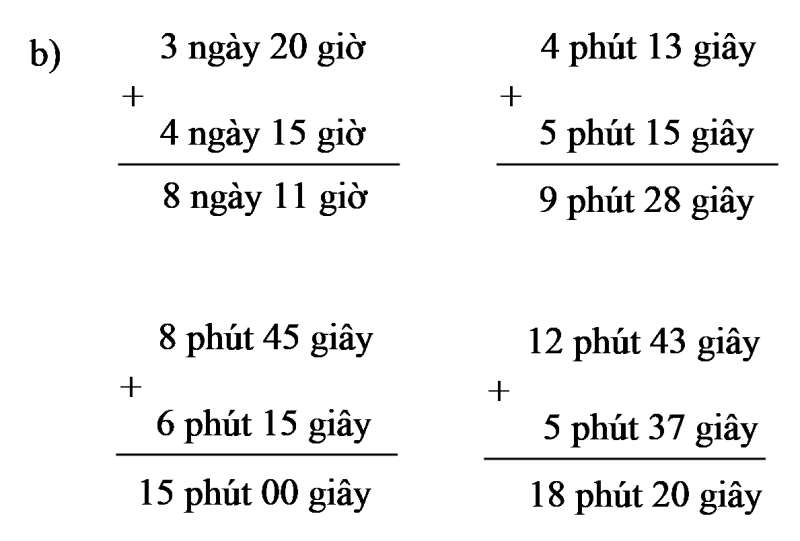 Tính: a) 7 năm 9 tháng + 5 năm 6 tháng (ảnh 4)