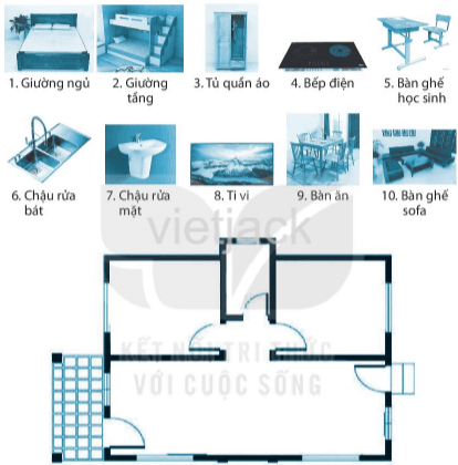 Hãy sử dụng các đồ vật dưới đây để sắp xếp vào các phòng sao cho phù hợp