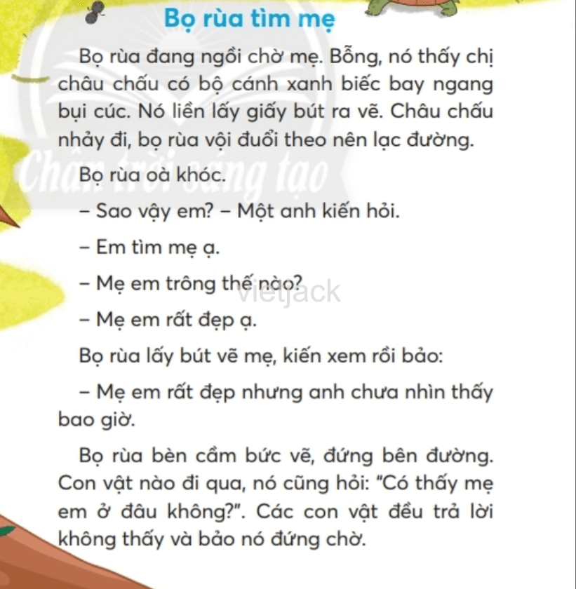 Tiếng Việt lớp 2 Bài 1: Bọ rùa tìm mẹ trang 42, 43, 44 - Chân trời