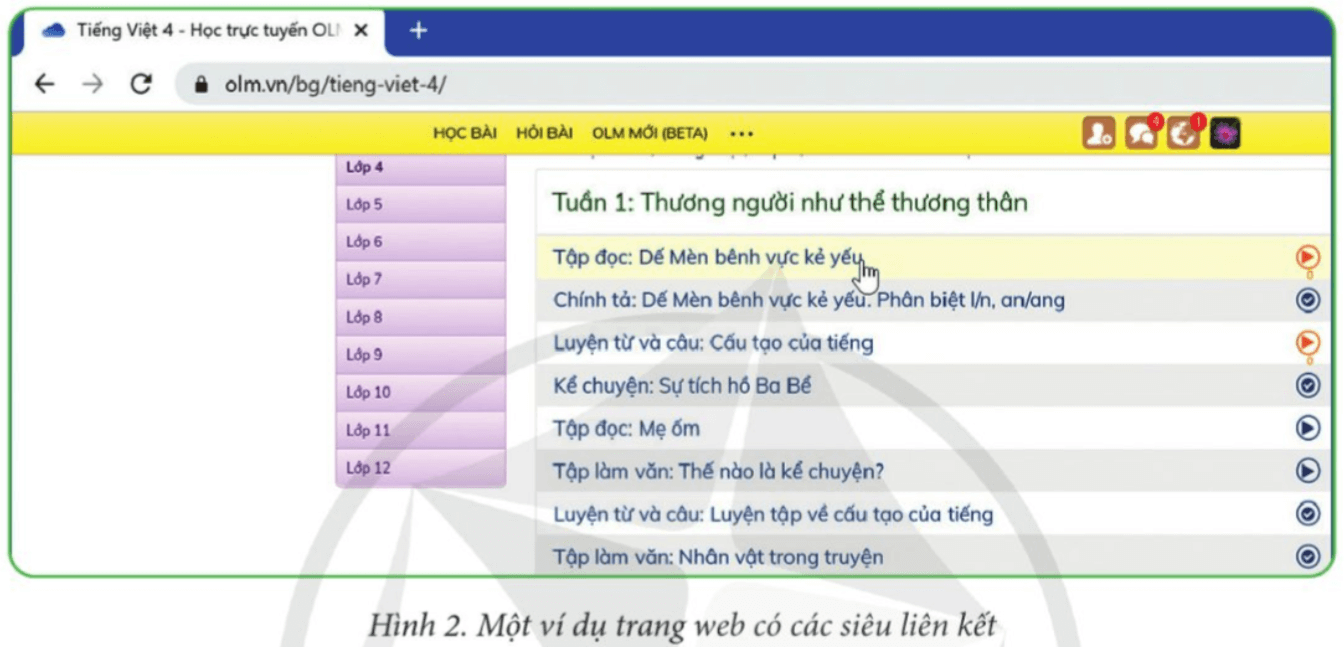 Tin học lớp 4 Cánh diều Bài 1: Các loại thông tin chính trên trang web