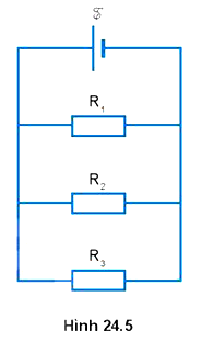 Cho mạch điện như Hình 24.5 Suất điện động E = 10 V bỏ qua điện trở trong của nguồn