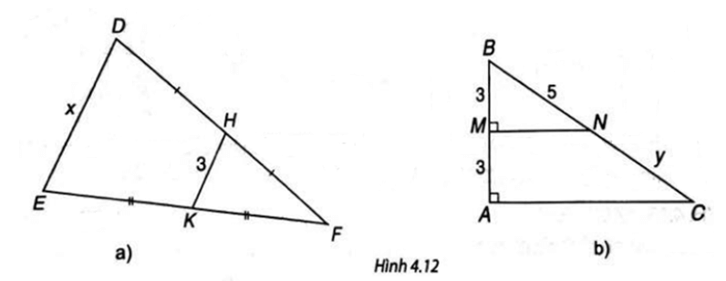 Tính các độ dài x, y trong Hình 4.12