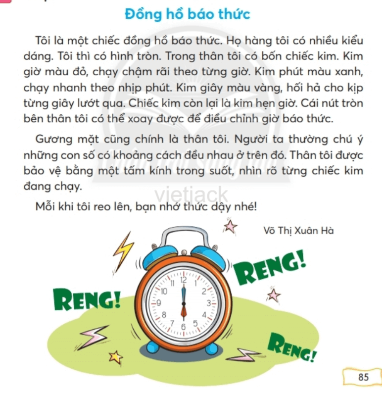 Tiếng Việt lớp 2 Bài 2: Đồng hồ báo thức trang 85, 86, 87, 88, 89 - Chân trời