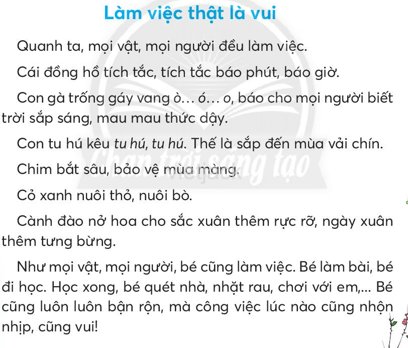 Tiếng Việt lớp 2 Bài 2: Làm việc thật là vui trang 29, 30, 31, 32, 33 - Chân trời