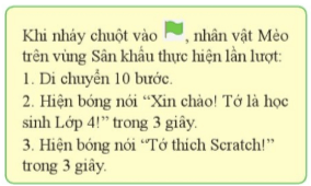 Tin học lớp 4 Cánh diều Bài 2: Tạo chương trình Scratch đầu tiên