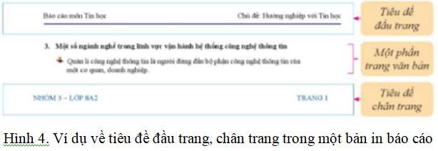 Em hãy tạo nội dung tiêu đề dấu trang chân trang tương tự như ví dụ trong Hình 4