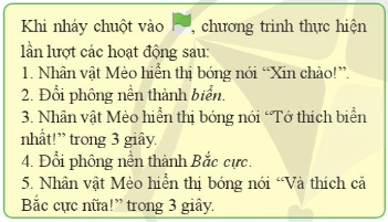 Tin học lớp 4 Cánh diều Bài 3: Tạo chương trình có phông nền thay đổi