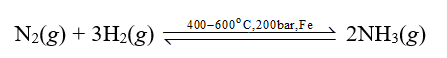 Trong công nghiệp ammonia được sản xuất dựa vào phản ứng thuận nghịch giữa nitrogen