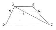 Cho hình ABCD (AB // DC). Một đường thẳng song song với hai đáy cắt các đoạn thẳng AD, AC