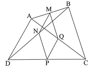 Cho tứ giác ABCD. Gọi M, N, P, Q lần lượt là trung điểm của AB, BD, DC, CA