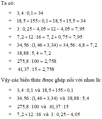 Bài tập Luyện tập về phép chia số thập phân Toán lớp 5 có lời giải