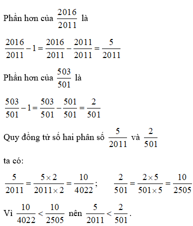 Bài tập Ôn tập So sánh hai phân số (tiếp theo) Toán lớp 5 có lời giải